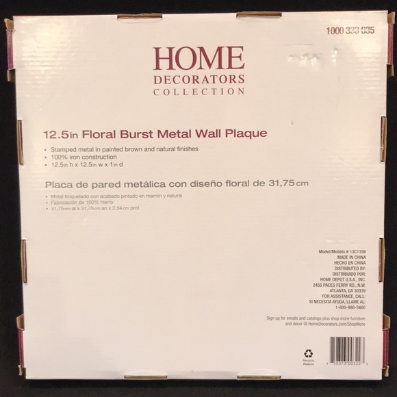 Home Decorators Floral Burst Metal Wall Plaque NEW - Picture 6 of 6